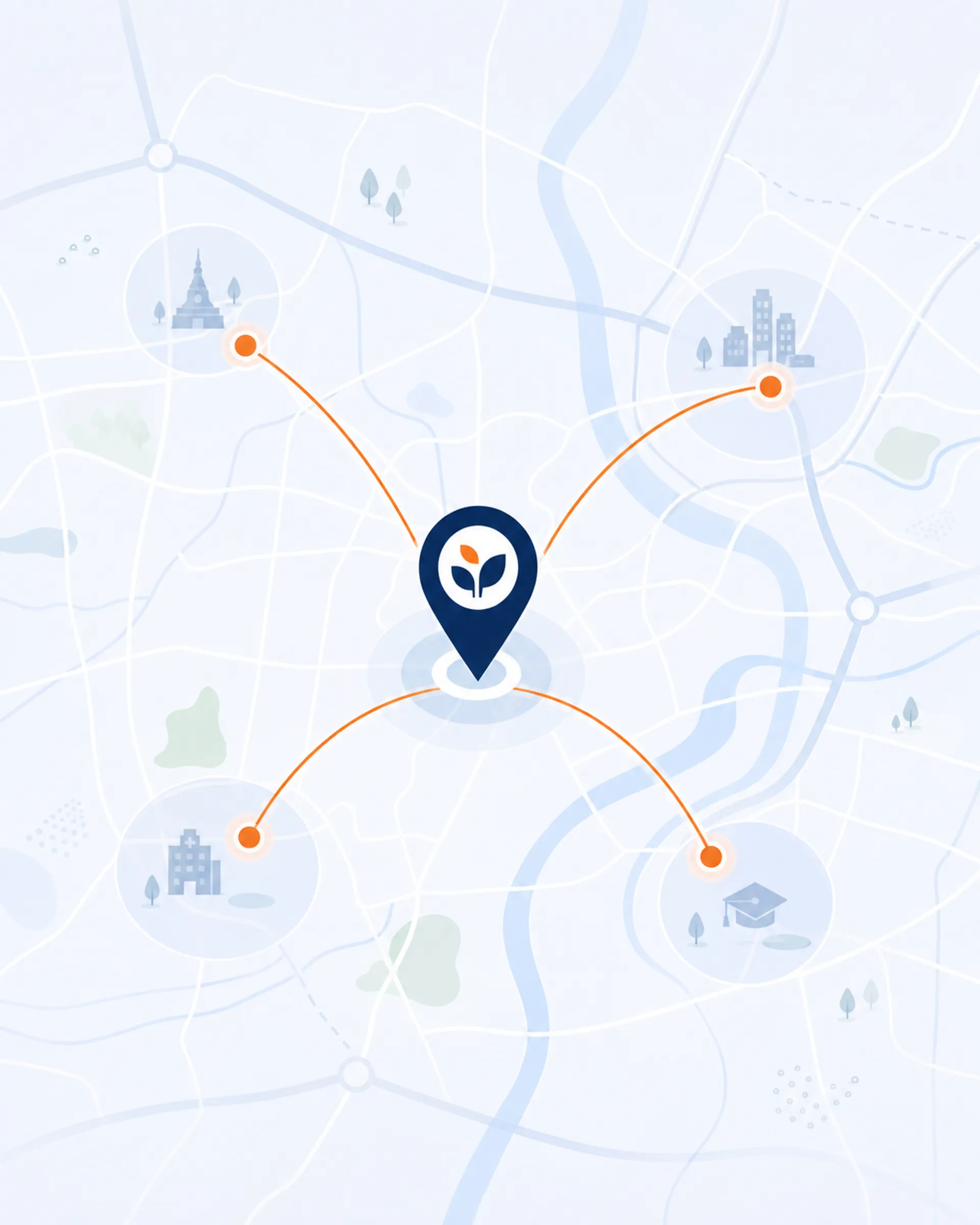 แผนที่แสดงทำเลที่ตั้ง Seed Property นครปฐม และสถานที่สำคัญในโซนใกล้เคียง